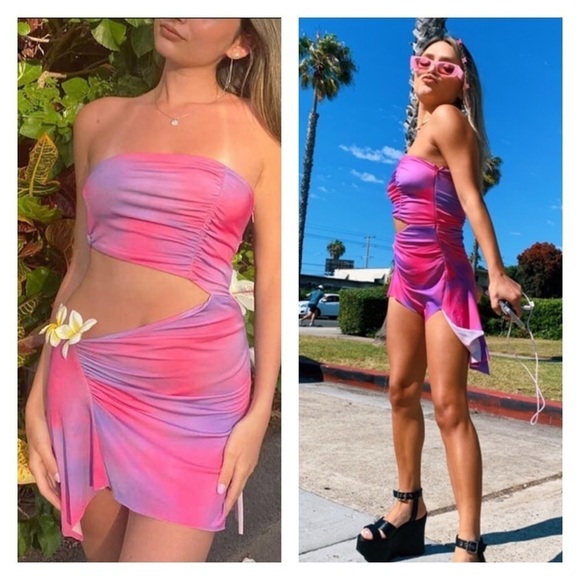 I.AM.GIA Zaria Mini Dress Pink Purple Cutout Strapless Bodycon Dress Medium - Picture 1 of 14